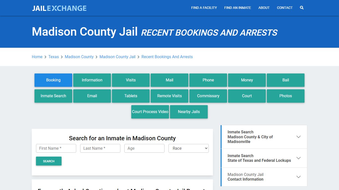 Madison County Jail Recent Bookings And Arrests - Jail Exchange