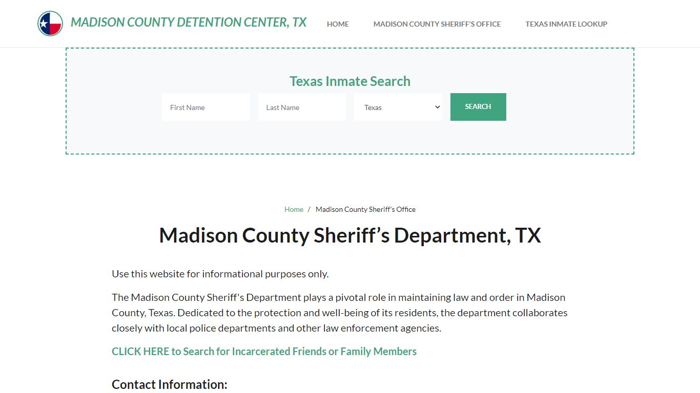 Madison County Sheriff Department, TX Arrests, Warrant Lookup